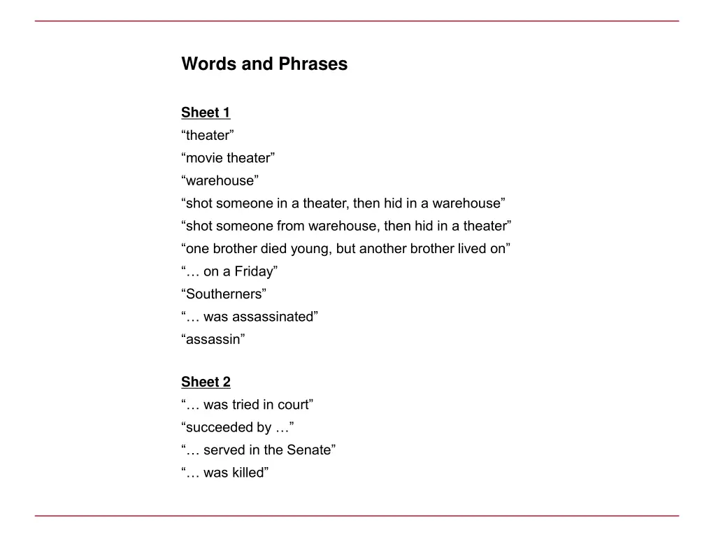 words and phrases