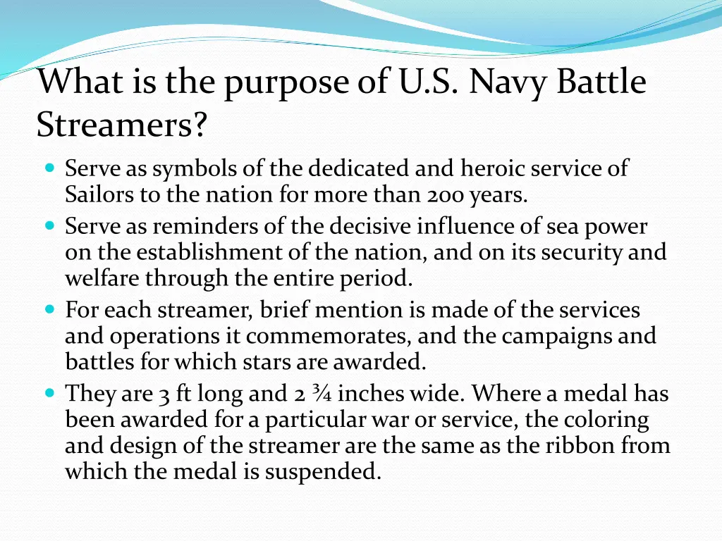 what is the purpose of u s navy battle streamers