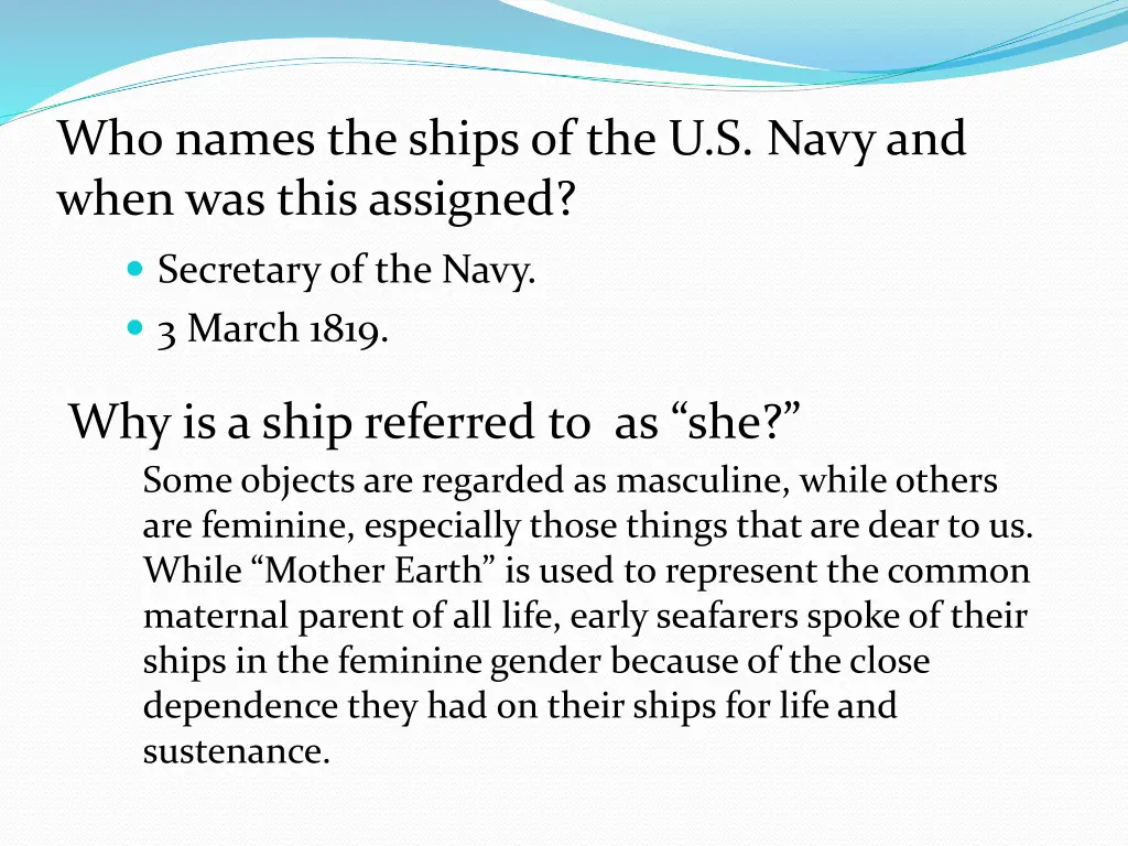 who names the ships of the u s navy and when