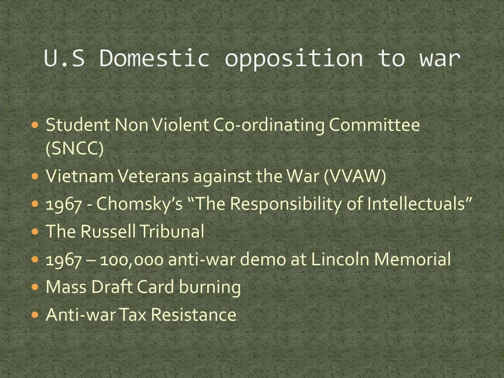 u s domestic opposition to war