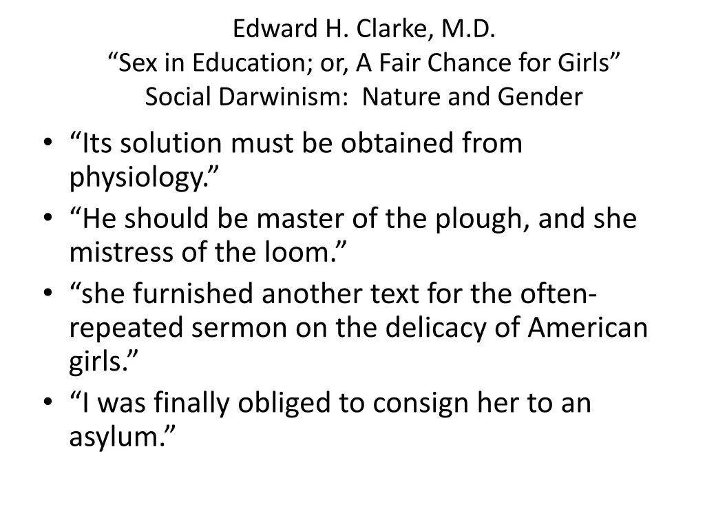 edward h clarke m d sex in education or a fair