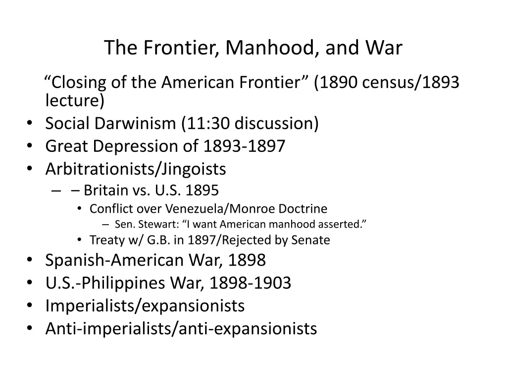 the frontier manhood and war