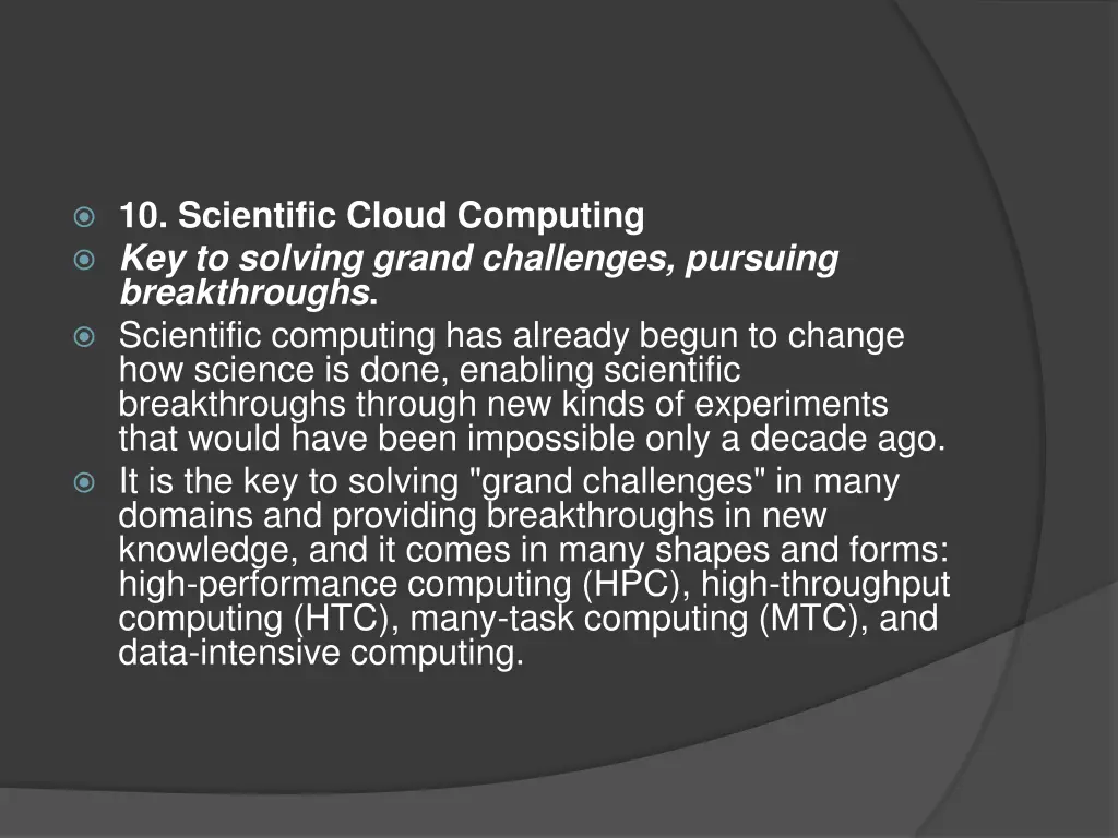 10 scientific cloud computing key to solving