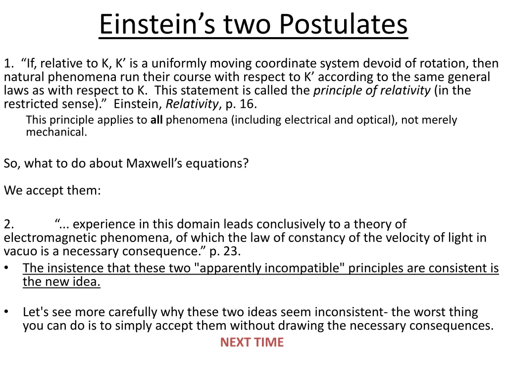 einstein s two postulates