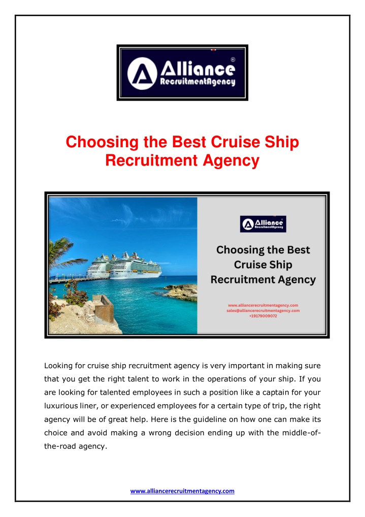 choosing the best cruise ship recruitment agency