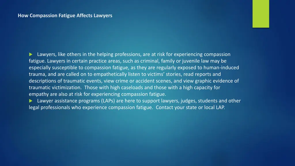 how compassion fatigue affects lawyers