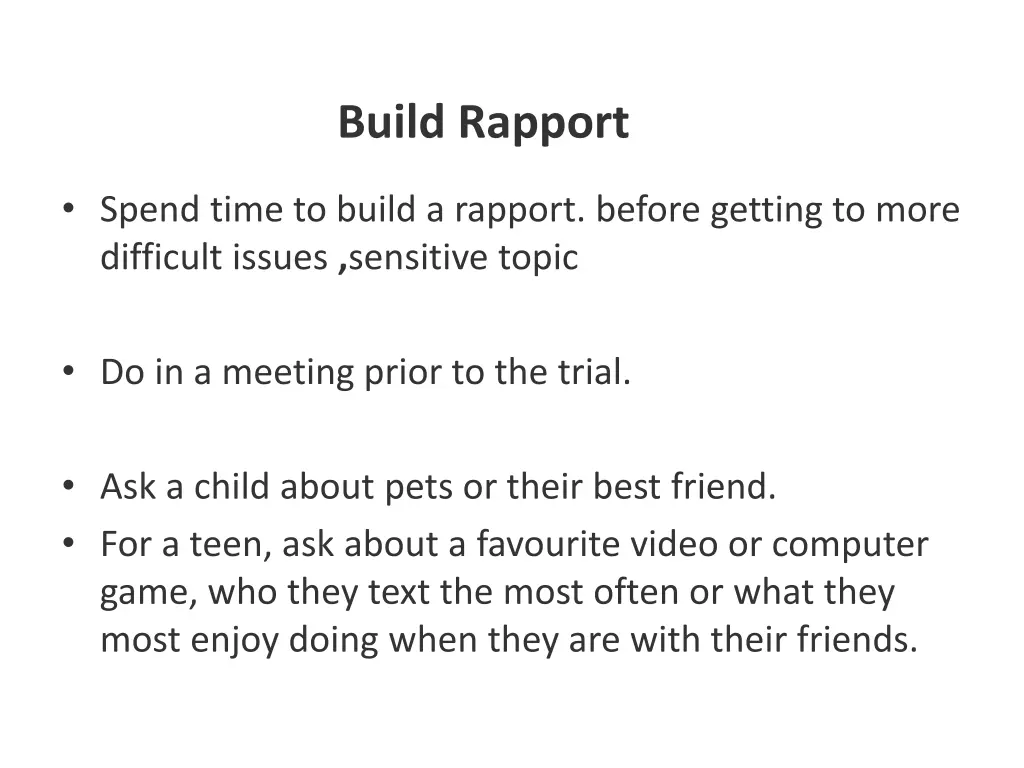 build rapport