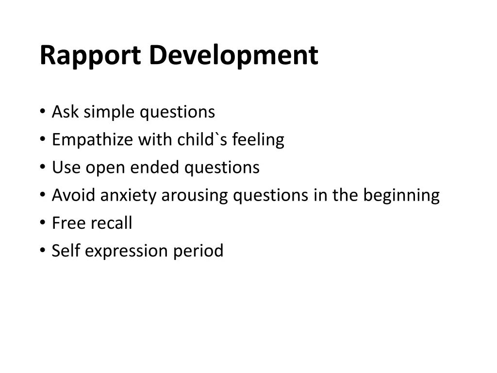 rapport development