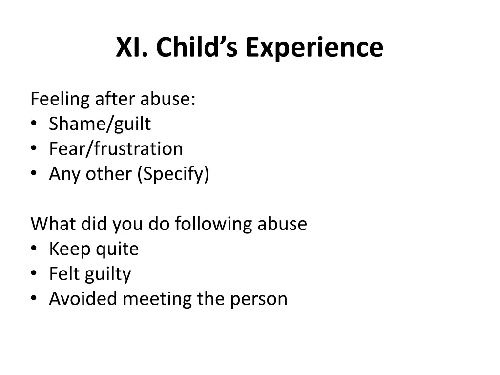 xi child s experience