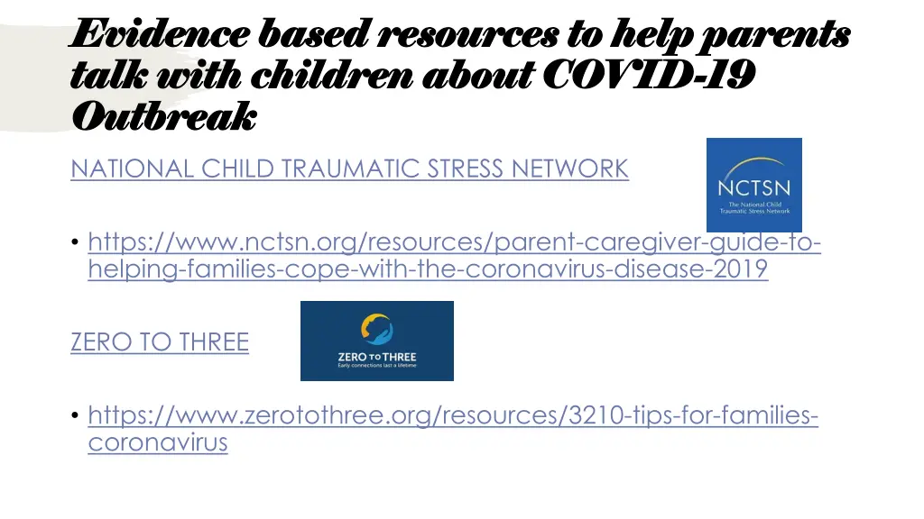 evidence based resources to help parents evidence