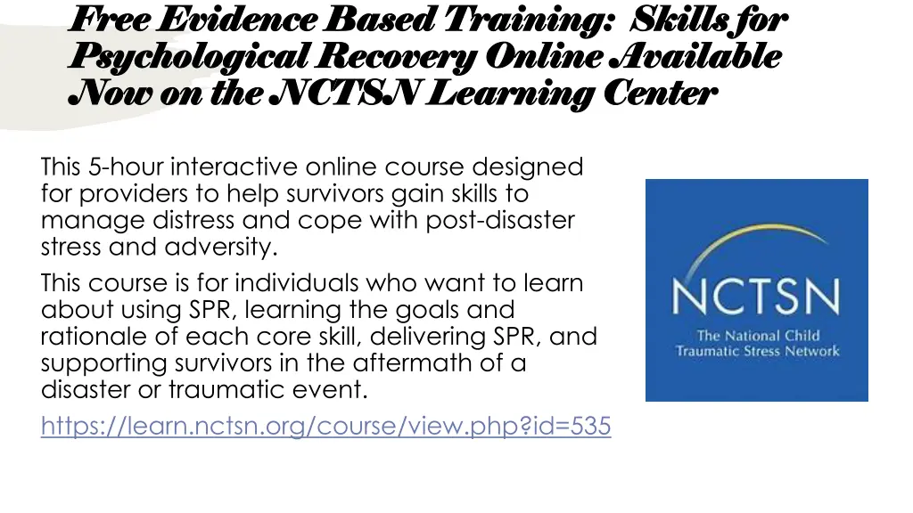 free evidence based training skills for free