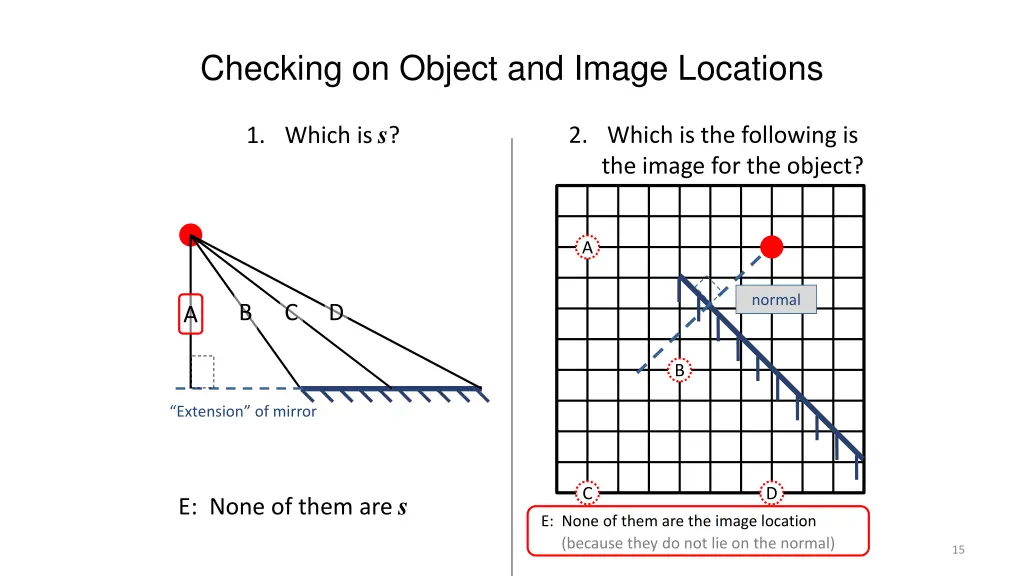 checking on object and image locations