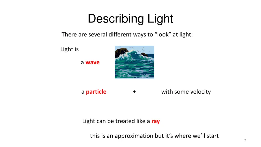 describing light