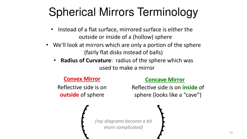 spherical mirrors terminology