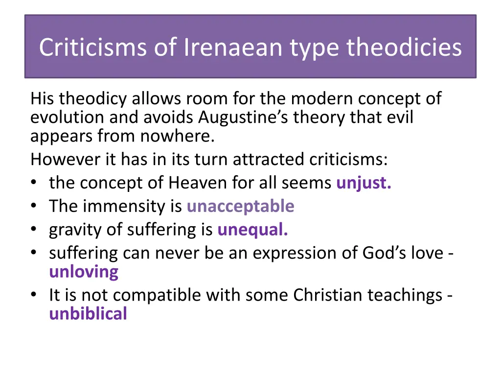 criticisms of irenaean type theodicies