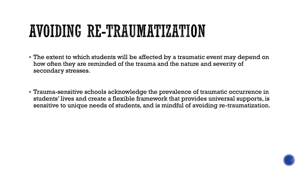 avoiding re traumatization