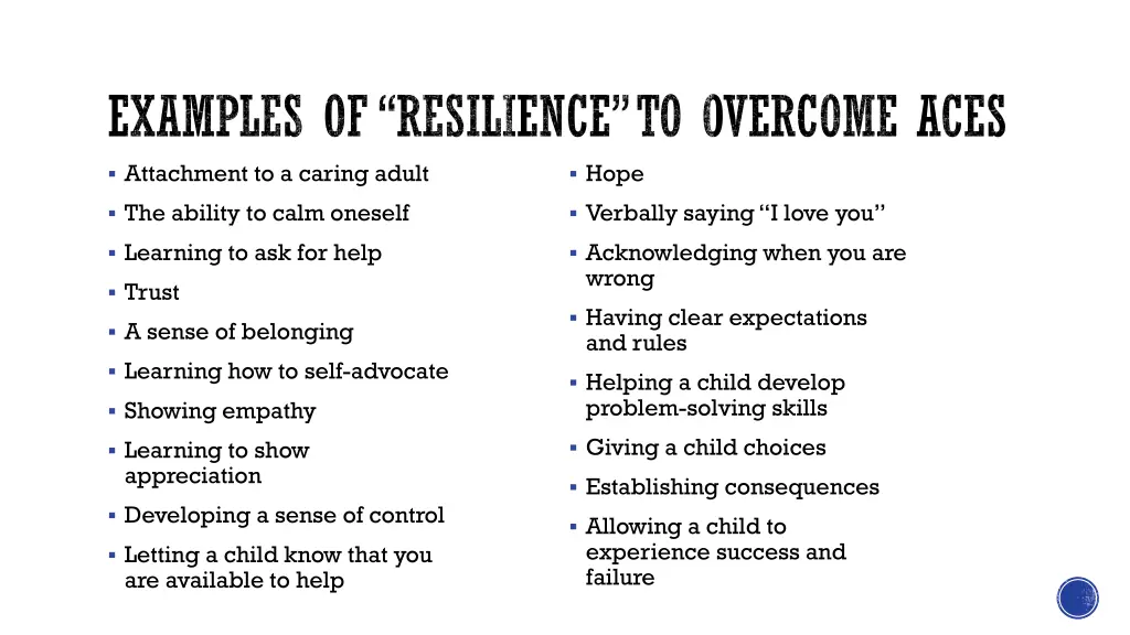 examples of resilience to overcome aces