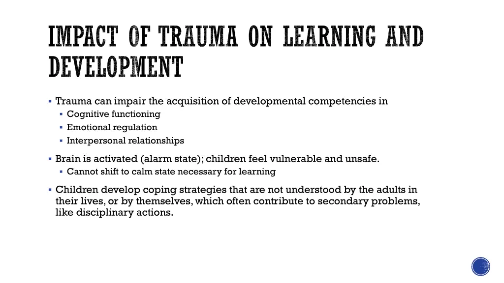 impact of trauma on learning and development