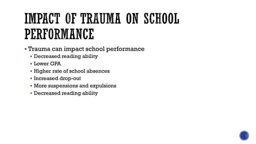 impact of trauma on school performance trauma