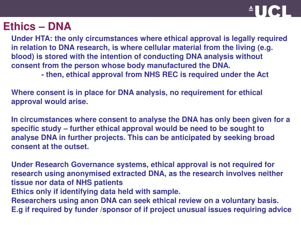 ethics dna under hta the only circumstances where