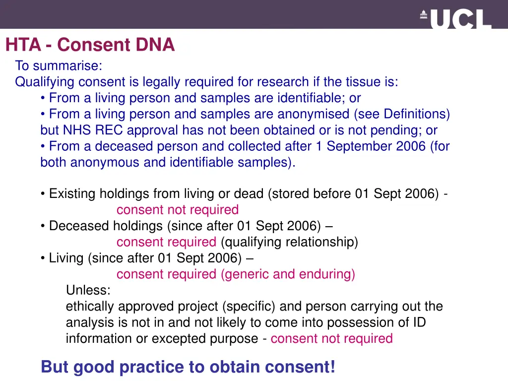 hta consent dna to summarise qualifying consent