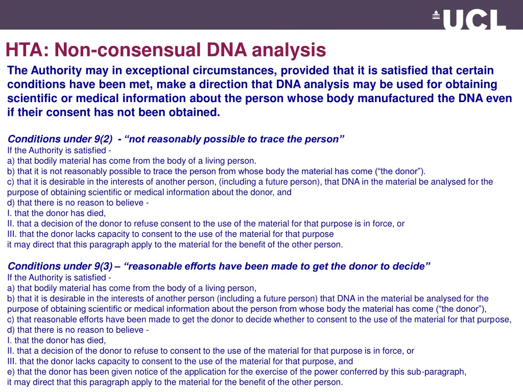 hta non consensual dna analysis the authority