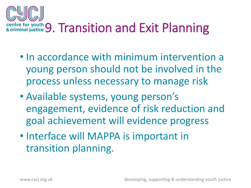 9 transition and exit planning 9 transition