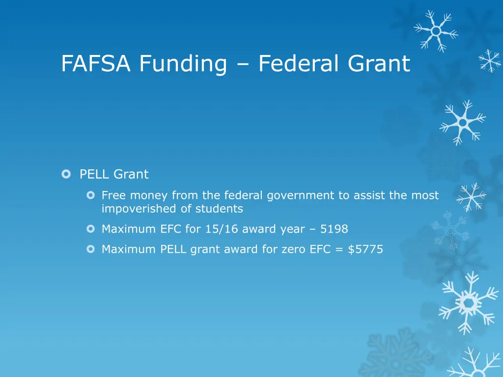 fafsa funding federal grant