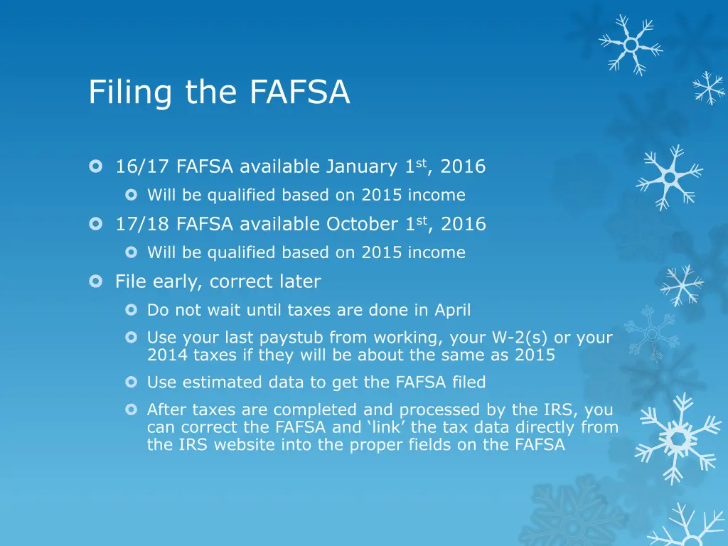 filing the fafsa 2