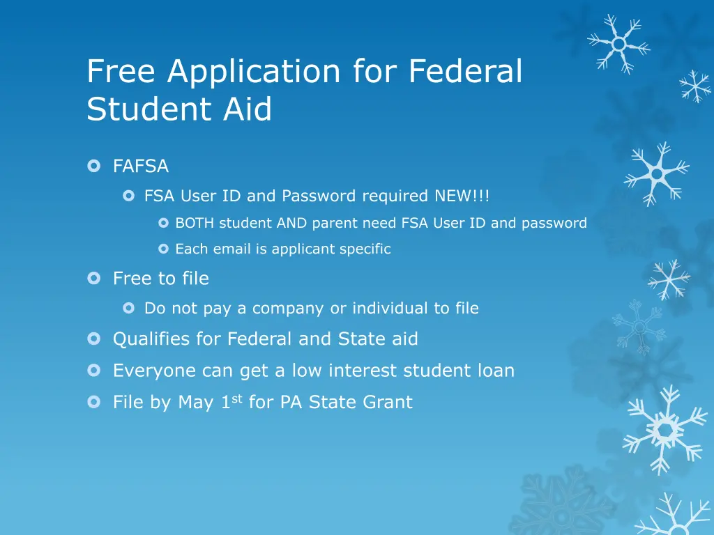 free application for federal student aid