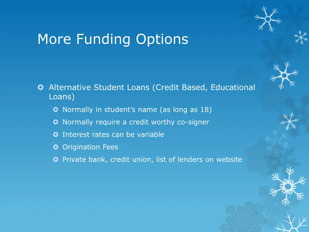 more funding options 1