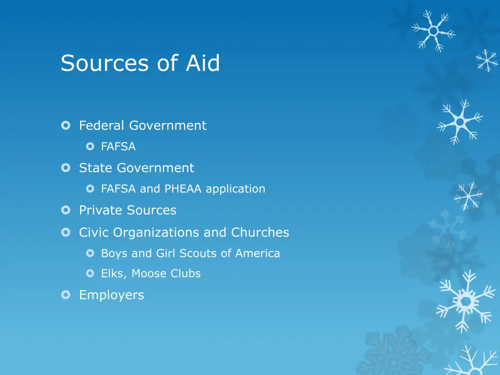 sources of aid