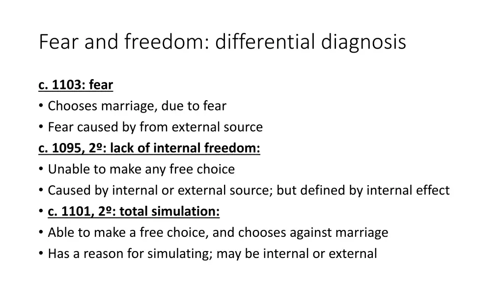 fear and freedom differential diagnosis