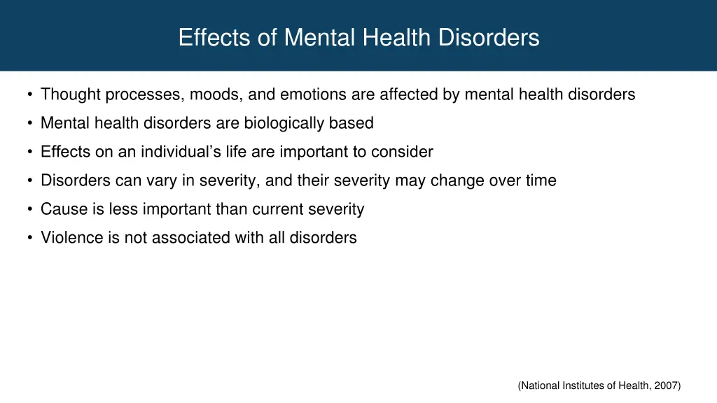 effects of mental health disorders