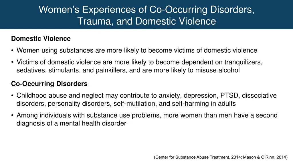 women s experiences of co occurring disorders