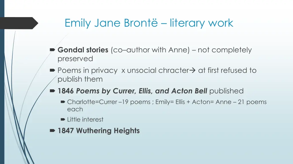 emily jane bront literary work