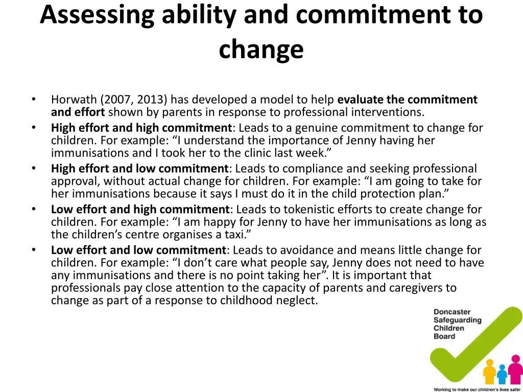 assessing ability and commitment to change