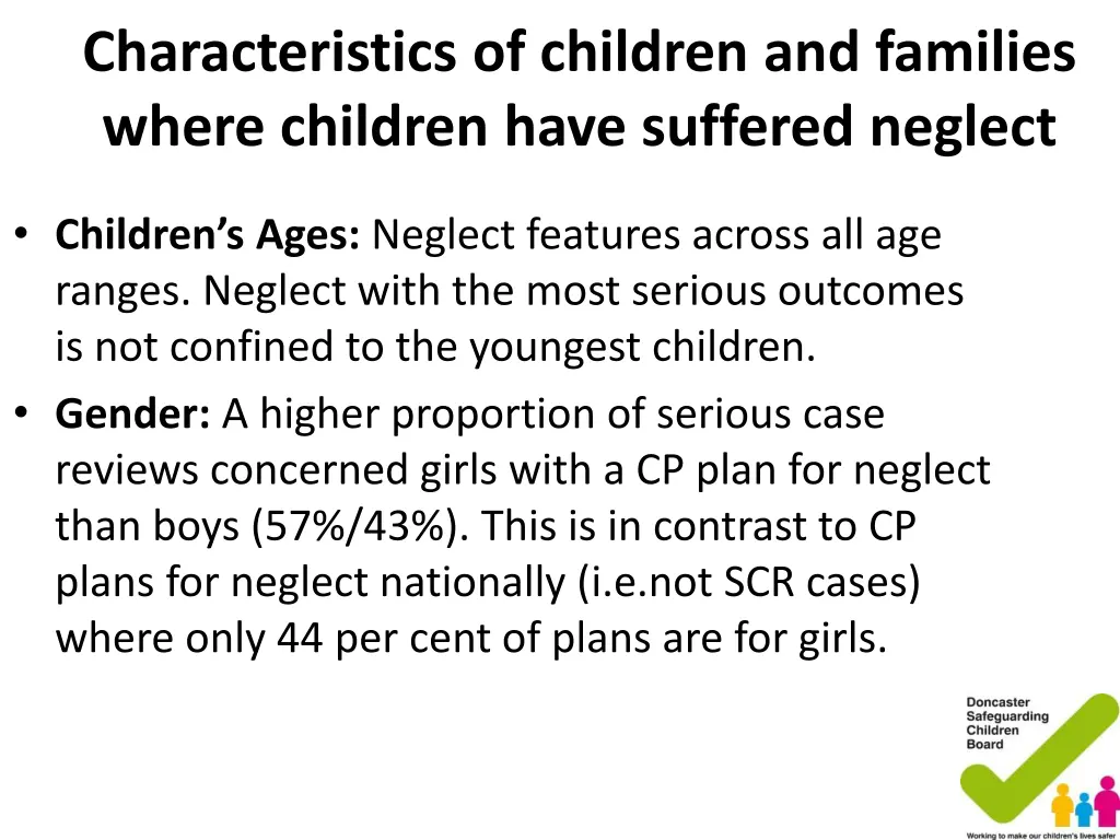 characteristics of children and families where