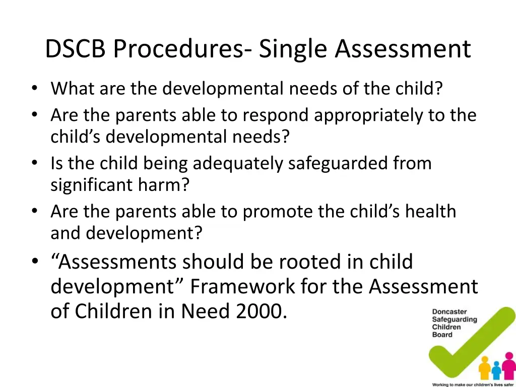 dscb procedures single assessment