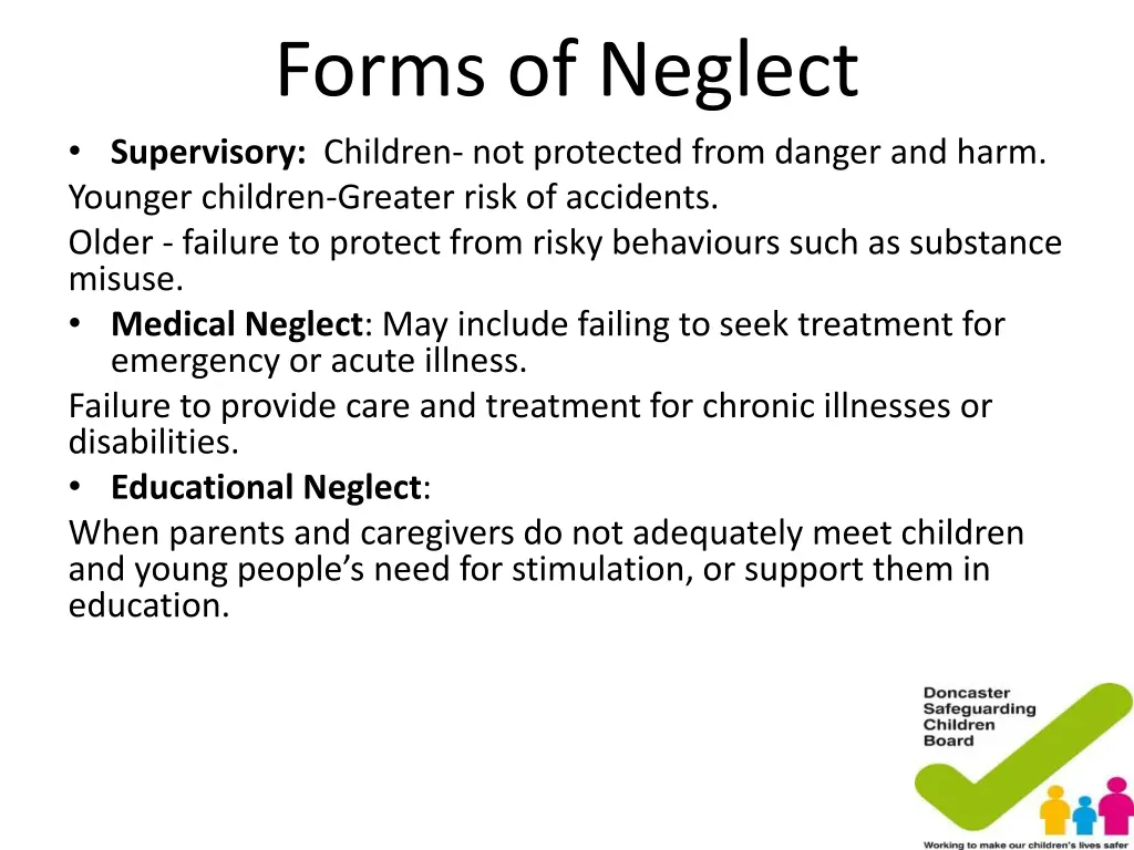 forms of neglect supervisory children