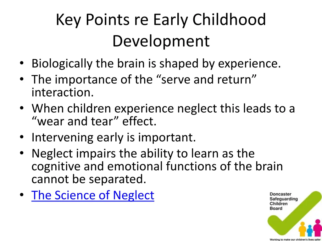 key points re early childhood development