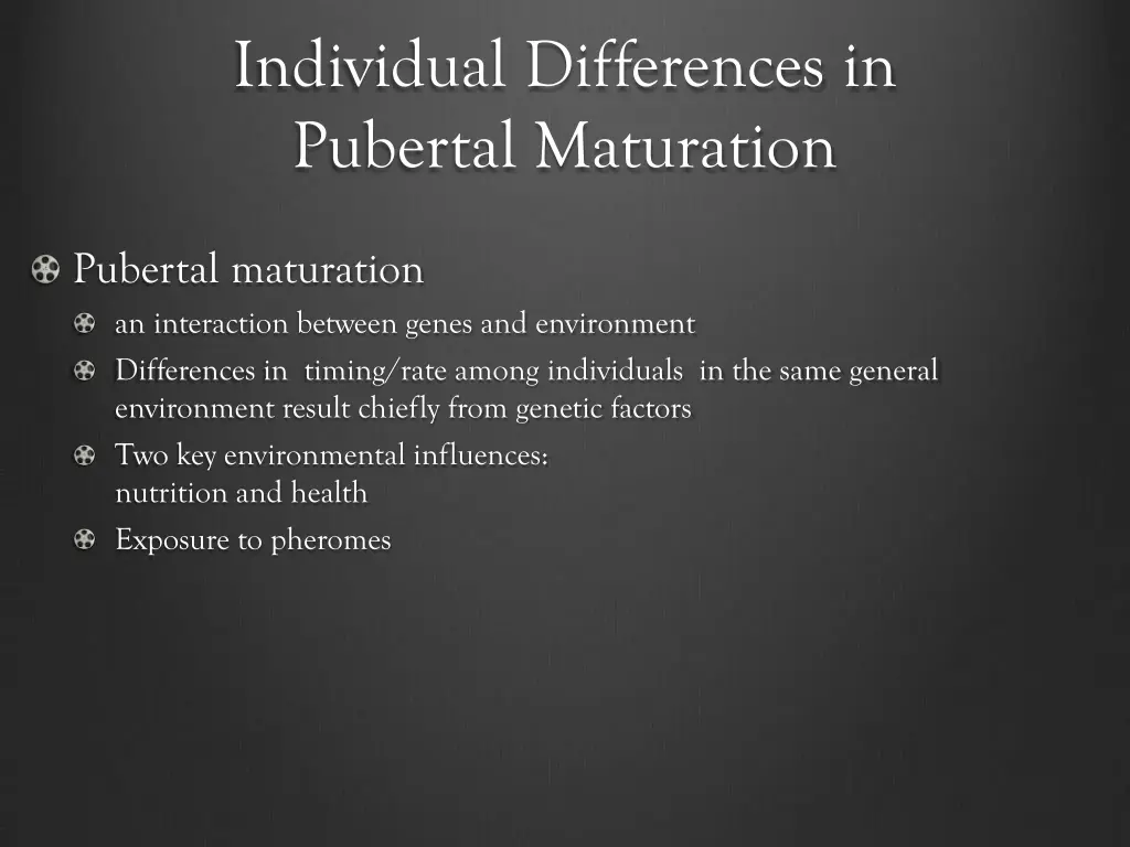 individual differences in pubertal maturation