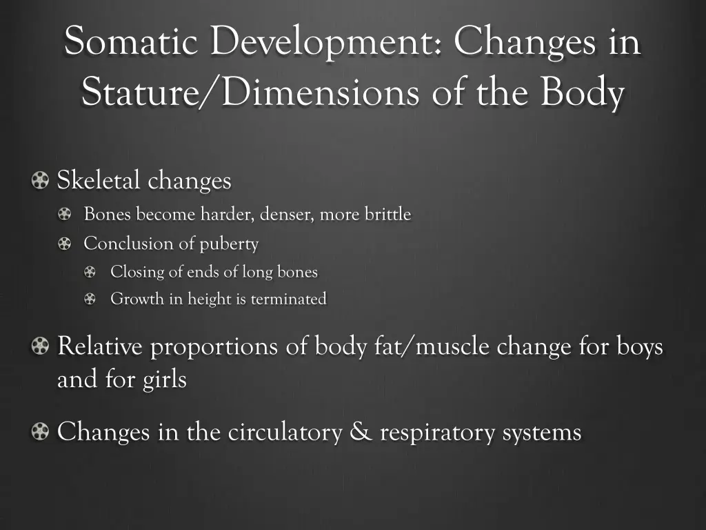 somatic development changes in stature dimensions 1