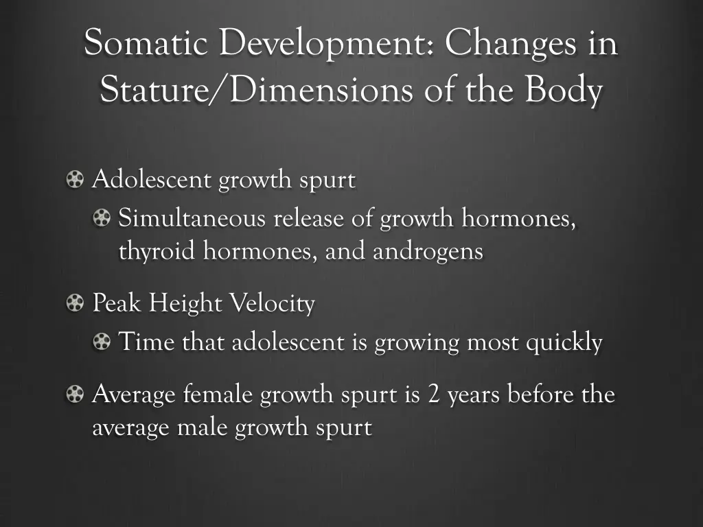 somatic development changes in stature dimensions