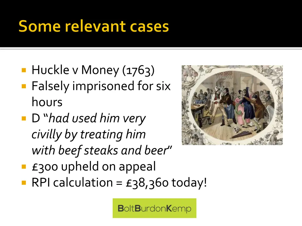 hucklev money 1763 falsely imprisoned