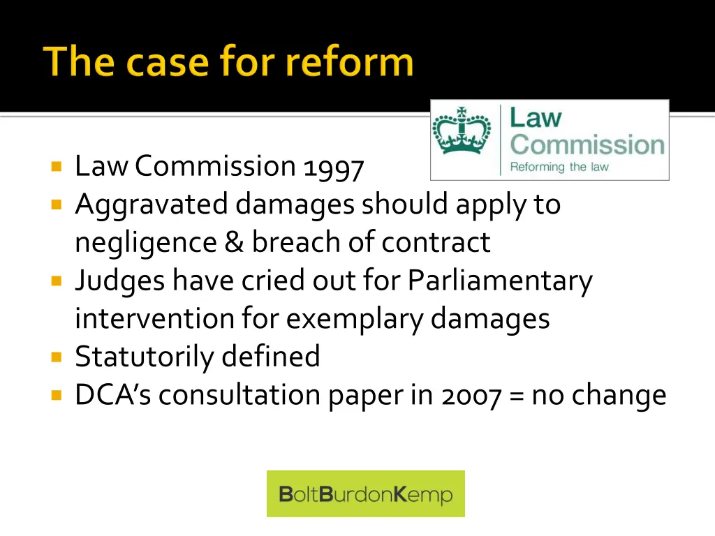 law commission 1997 aggravated damages should