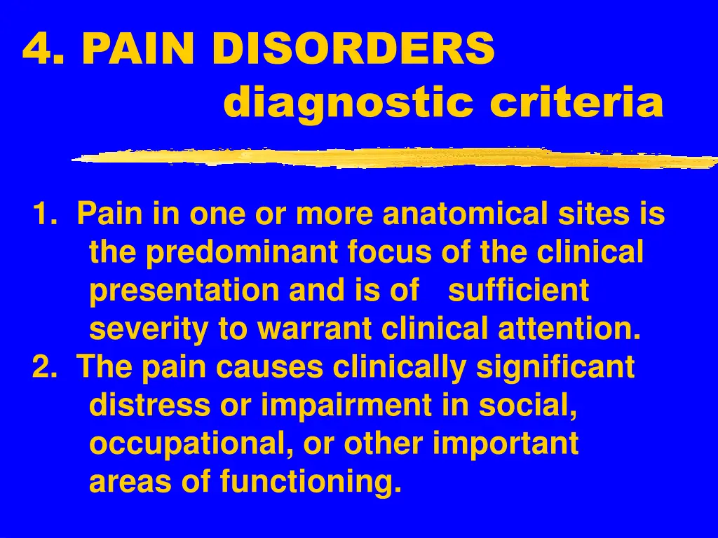 4 pain disorders diagnostic criteria