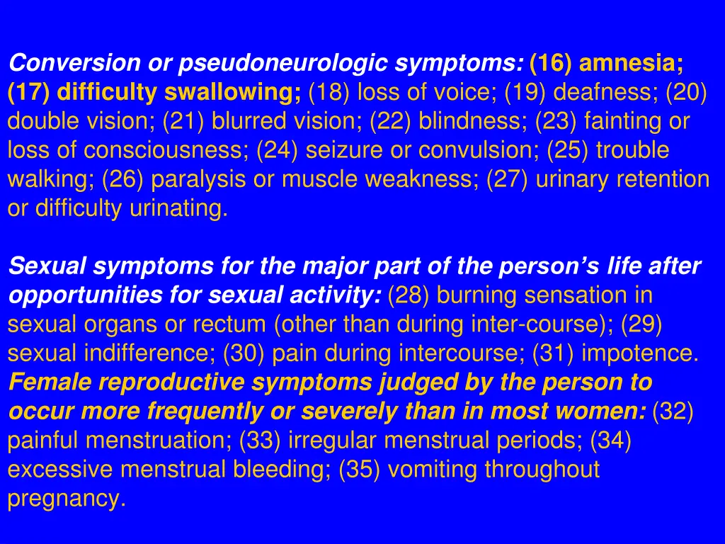 conversion or pseudoneurologic symptoms