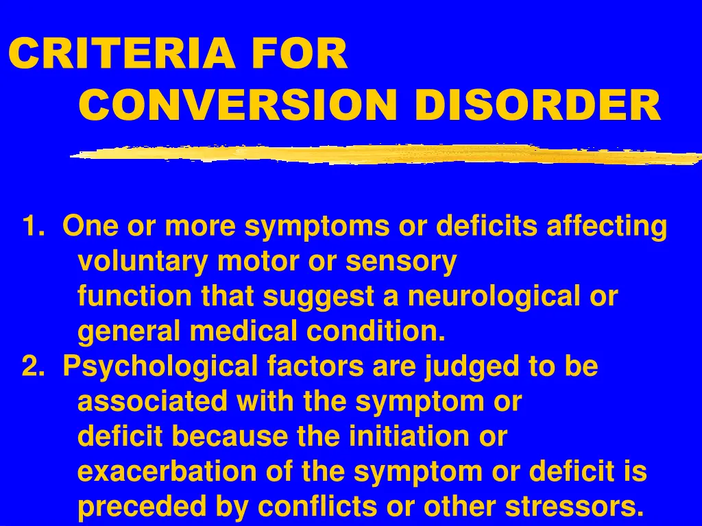 criteria for conversion disorder