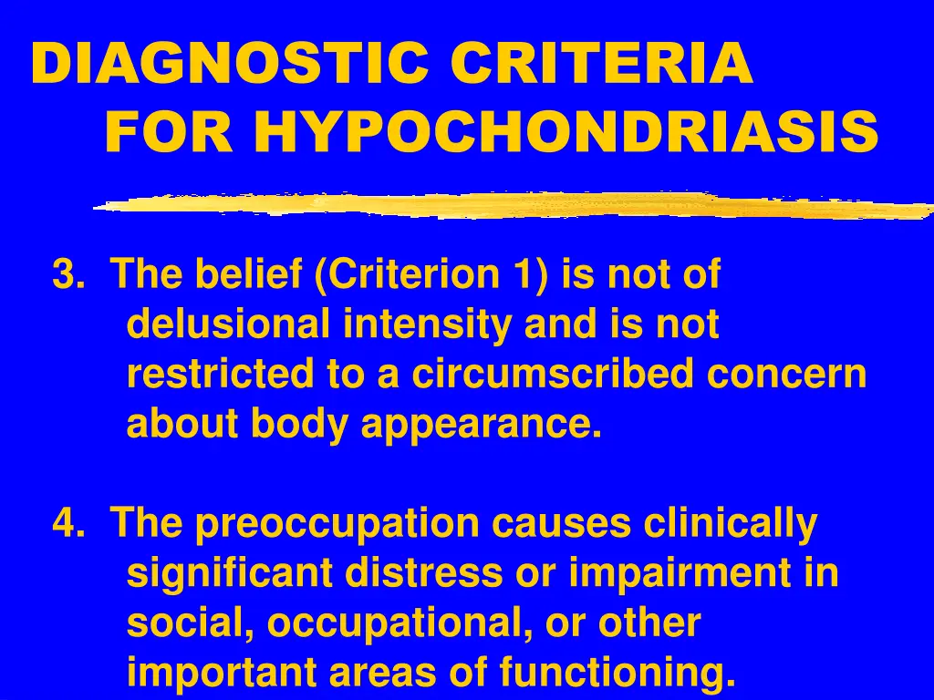 diagnostic criteria for hypochondriasis